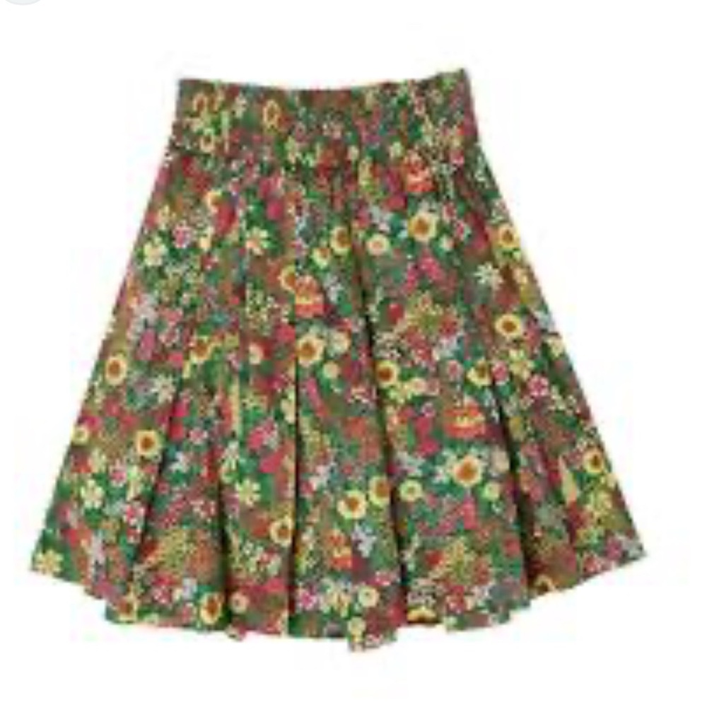 Buru Smocked Waist Mini Floral Green Skirt